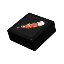fast baseball on fire flames trinket boxes