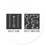 Fast Car Fast Driver Round Sticker
