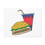 fast food burger and soft drink post card
