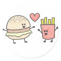 Fast Food Friends Round Stickers