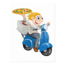 Fast food pizza delivery postcards