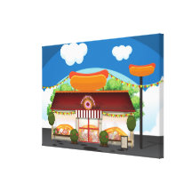 Fast Food Restaurant Cartoon Canvas Prints