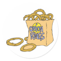 fast food side of onion rings round sticker