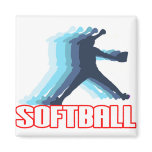 Fast Pitch Softball Silhouette Fridge Magnets