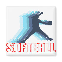 Fast Pitch Softball Silhouette Fridge Magnets