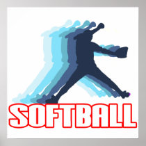 Fast Pitch Softball Silhouette Print