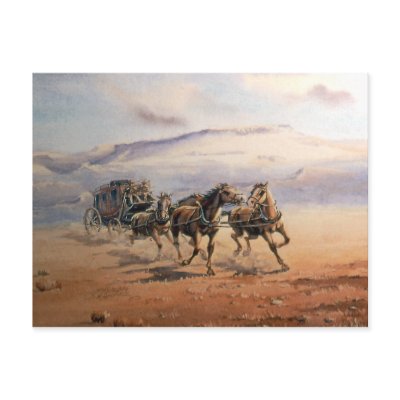 FAST STAGECOACH by SHARON SHARPE Post Card by sharonsharpe