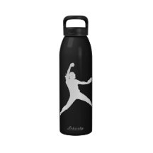 Fastpitch White Silhouette Water Bottle