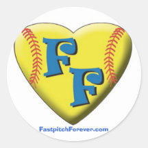 FastpitchForever.com Heart Logo Round Stickers