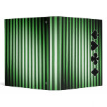 Fat Black & Green Stripes & Card Suits Vinyl Binders