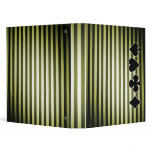 Fat Black & Yellow Stripes & Card Suits Vinyl Binder