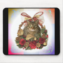 Fat Cat Christmas Basket Mouse Pad