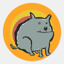 fat dog round stickers