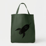 Fat Retro Rocket Ship Black Bag