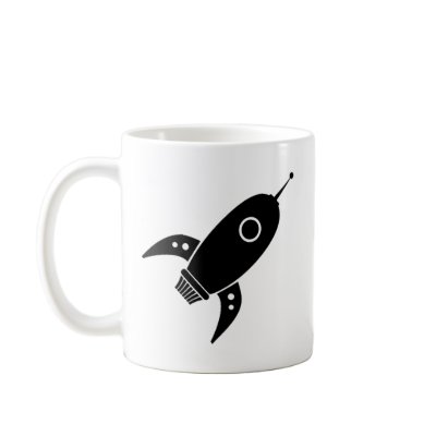 Fat Retro Rocket Ship Black Coffee Mug by atomic50s