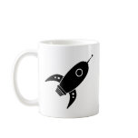 Fat Retro Rocket Ship Black mugs