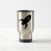 Fat Retro Rocket Ship Black Mugs