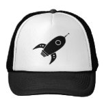 Fat Retro Rocket Ship Black Trucker Hat