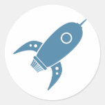Fat Retro Rocket Ship Blue Sticker