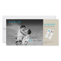 fatfatin Aqua Flip Flops Save Date Announcement Personalized Photo Card