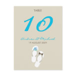 fatfatin Aqua Flip Flops Table Number Card