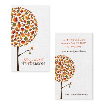 fatfatin Autumn Leaves Pop Tree Business Card by fat_fa_tin