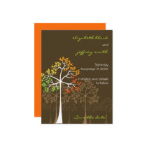 fatfatin Autumn Trees Brown Save The Date Postcard