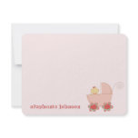 fatfatin Baby Girl Pink Pram Thank You Card Personalized Invite