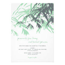 fatfatin Bamboo Leaves Green Blue Wedding Invitati Personalized Invitations