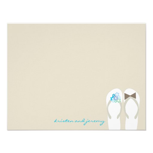 fatfatin Beach Aqua Flip Flops Thank You Card Personalized Invites