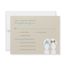 fatfatin Beach Aqua Flip Flops Wedding RSVP Card