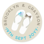 fatfatin Beach Aqua Flip Flops Wedding Sticker