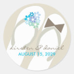 fatfatin Beach Aqua Flip Flops Wedding Sticker