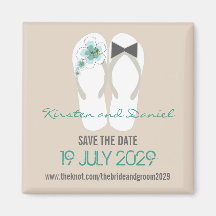 fatfatin Beach Hibiscus Flip Flops Save The Date Refrigerator Magnet