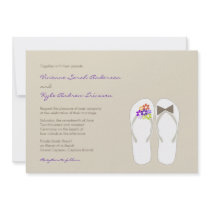 fatfatin Beach Purple Flip Flops Wedding Invite