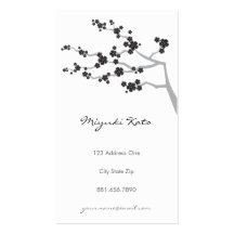 fatfatin Black Sakuras Oriental Flower Zen Business Card Templates