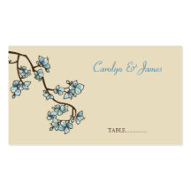 fatfatin Blue Peach Blossoms Guest Place Card Business Cards