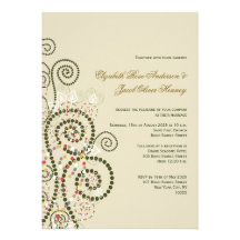 fatfatin Boho Green Spirals Wedding Invitation