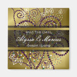 fatfatin Boho Purple Spirals Gold Save The Date Refrigerator Magnets