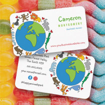 fatfatin Cartoon Animals of The World Businesscard Business Card