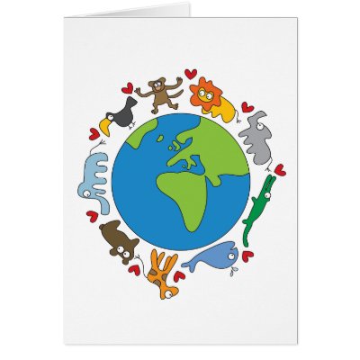 fatfatin Cartoon Animals Of The World Card by fat_fa_tin