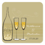 fatfatin Champagne Bubbles Gold Wedding Sticker