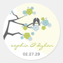 fatfatin Cherry Blossoms Love Birds Wedding Sticke Stickers