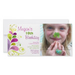 fatfatin Colorful Floral Leaves Birthday Invite Customized Photo Card
