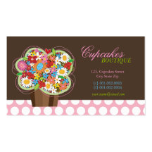 fatfatin Cupcake Spring Flowers Profile Card Business Cards
