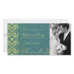 fatfatin Damask Swirls Lace Peacock Thank You 2 Personalized Photo Card