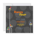 fatfatin Dot Trees + Cute Birds Birthday Invite invitations