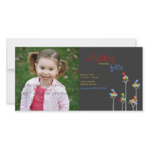 fatfatin Dot Trees + Cute Birds Birthday Invite Personalized Photo Card