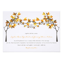 fatfatin Fall Autumn Knotted Love Trees Wedding Invitations