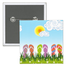 fatfatin Flip Flops Fun In The Sun Custom Button